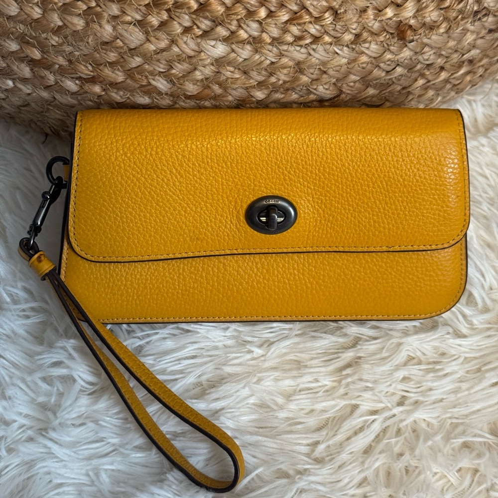 Coach Mustard Yellow Leather Wristlet